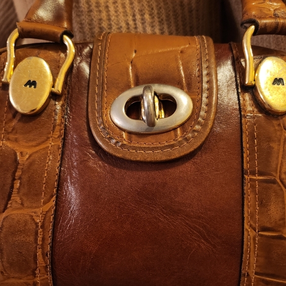 Vintage Jean Michel Cognac Top Handle Satchel with Croc Embossed Trim - Picture 3 of 16